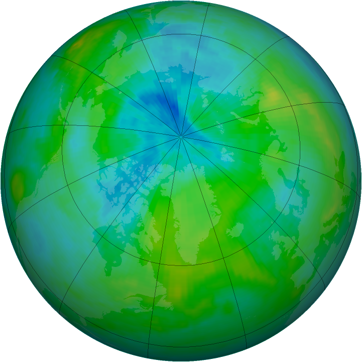 Arctic ozone map for 31 August 1983
